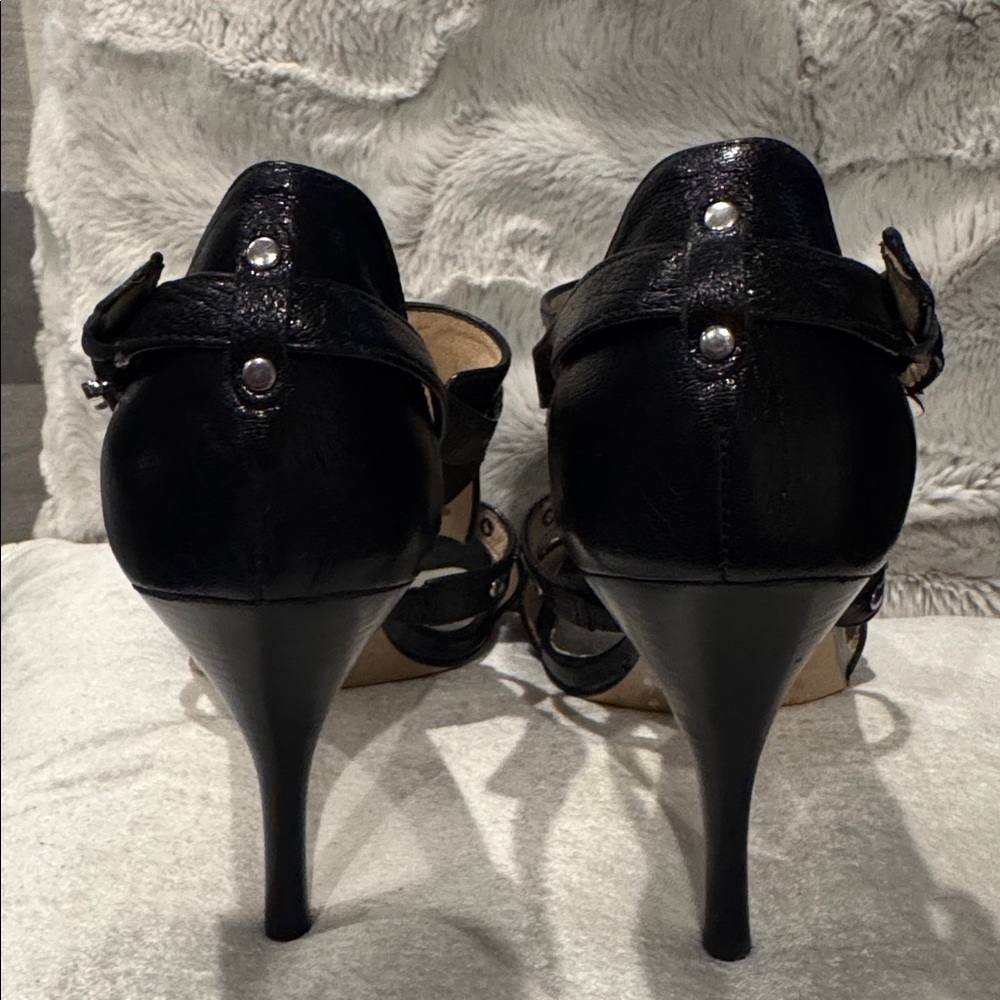 Michael Kors Black Studded Strappy Sandal Heels Size 7.5 - Picture 7 of 9
